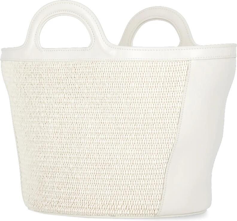 Marni Witte Katoenmix Handtas met Logo White Dames - Foto 3
