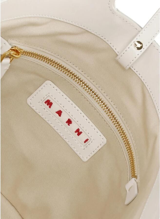 Marni Witte Katoenmix Handtas met Logo White Dames - Foto 2
