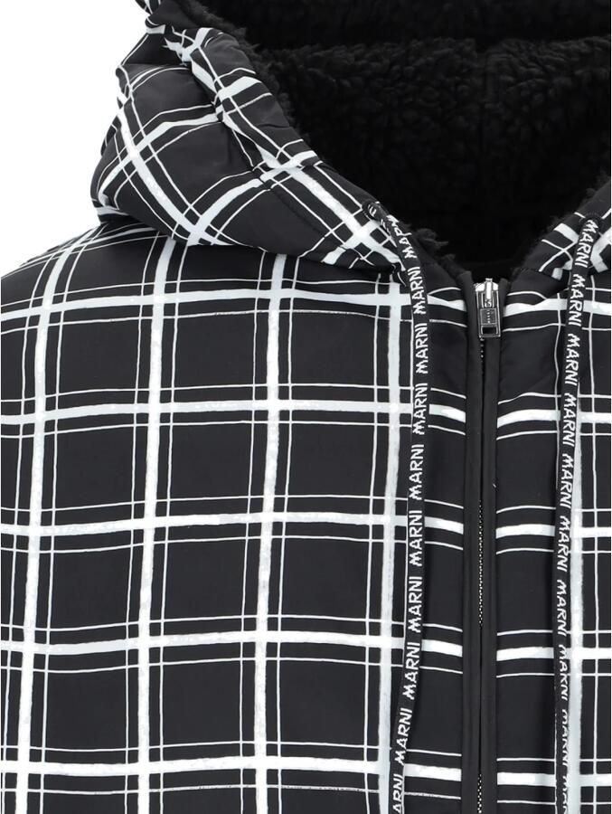 Marni Zwarte Geruite Gewatteerde Jas Black Heren - Foto 6