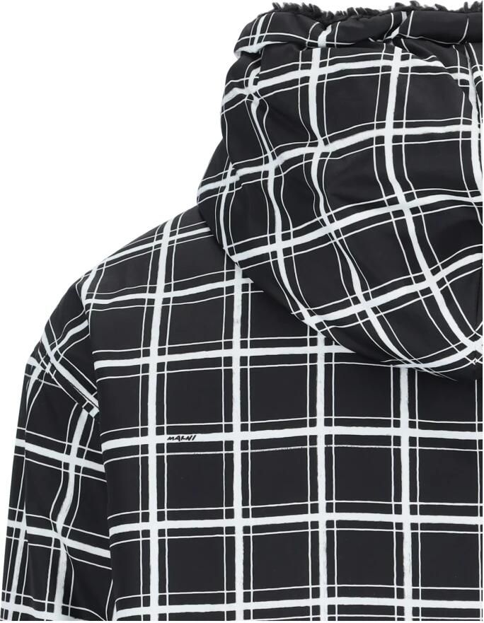 Marni Zwarte Geruite Gewatteerde Jas Black Heren - Foto 4