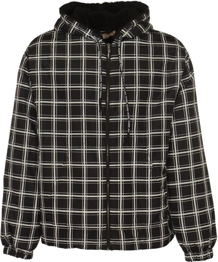 Marni Zwarte Geruite Gewatteerde Jas Black Heren
