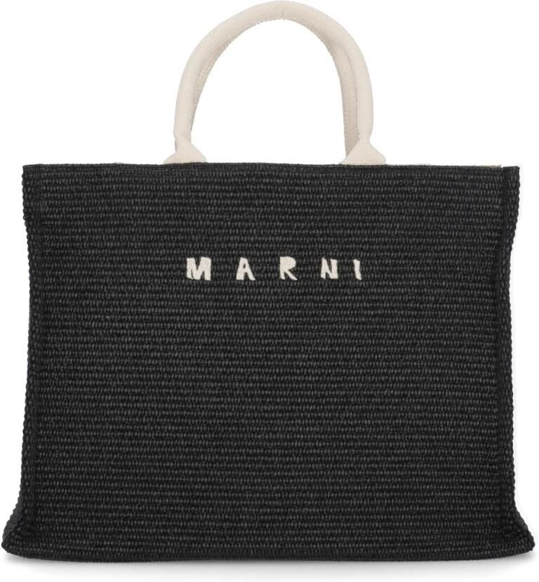 Marni Shoppers & Totes Cotton Shopping Tote With Contrasting Handles And in zwart - Foto 2