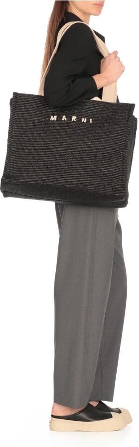 Marni Shoppers & Totes Cotton Shopping Tote With Contrasting Handles And in zwart - Foto 7