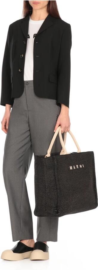 Marni Shoppers & Totes Cotton Shopping Tote With Contrasting Handles And in zwart - Foto 6