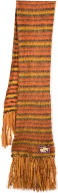 Marni Multicolor Mohair Blend Fringed Sjaal Oranje Heren