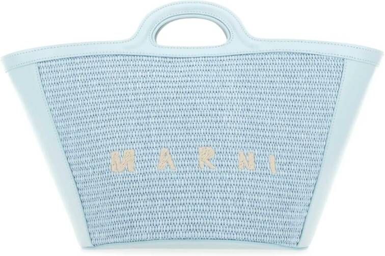 Marni Pastelblauwe leren en raffia Tropicalia zomerhandtas Blauw Dames