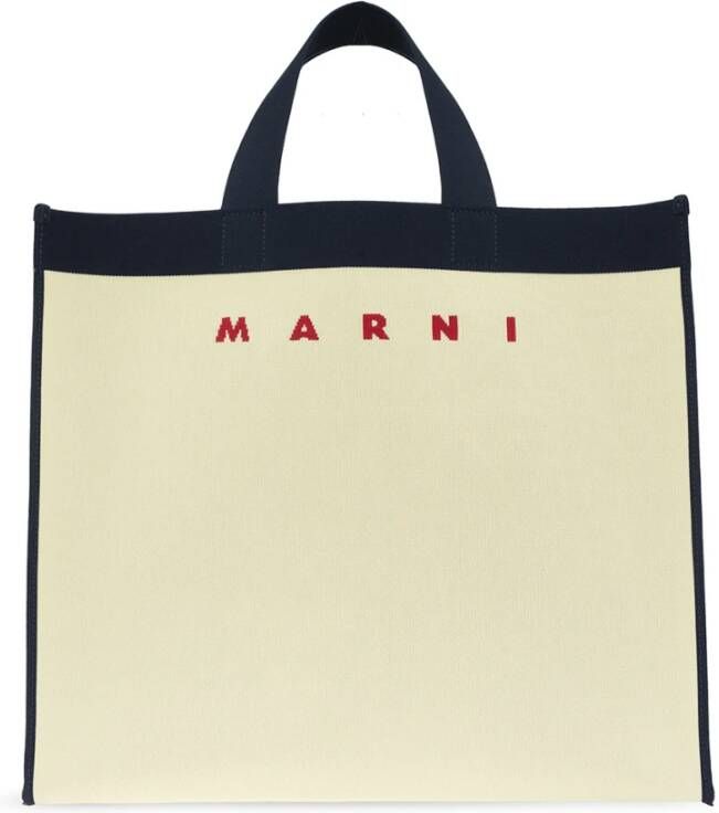 Marni Shopper met logoprint Beige
