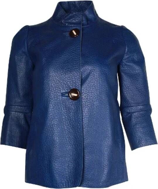 Marni Pre-owned Leather outerwear Blauw Dames