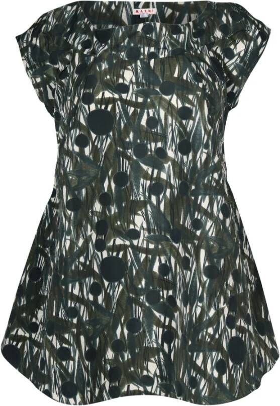 Marni Pre-owned Marni Abstract Printed Top in Green Polyester Groen Dames