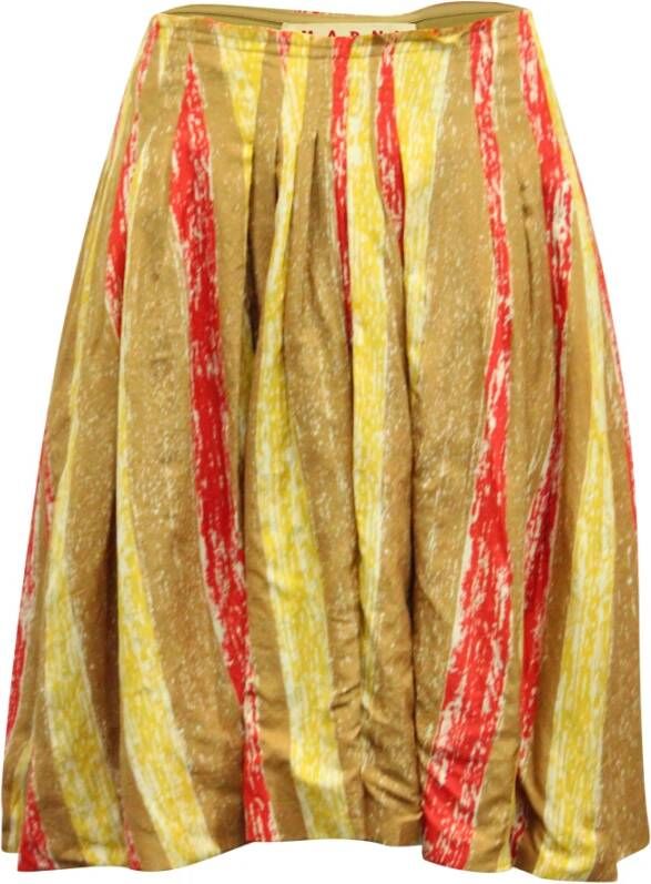 Marni Pre-owned Marni -ballon geplooide midi rok in multicolor zijde Geel Dames