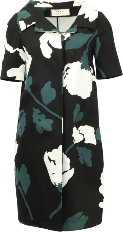 Marni Pre-owned Marni Floral Print Shift Dress in Multicolor Cotton Zwart Dames