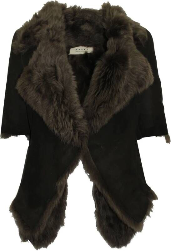 Marni Pre-owned Marni Fur Winter Coat in olijfgroene wol Groen Dames