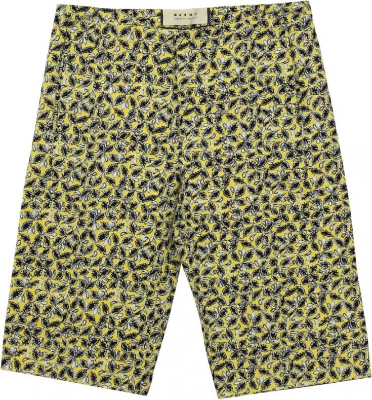 Marni Pre-owned Marni Printed City Shorts in Yellow Linen Geel Dames