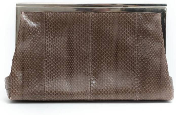 Marni Pre-owned Beige Python Clutch Bag Fabric Lined Beige Dames