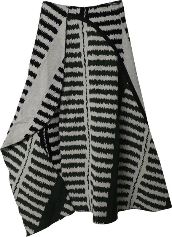 Marni Pre-owned Striped Asymmetric Midi Skirt inylon Grijs Dames