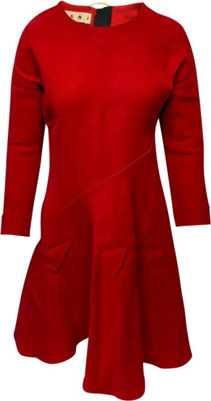 Marni Pre-owned Wijd uitlopende zoom jurk met lange mouwen Rood Dames