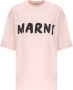 Marni Dames Roze Organisch Katoenen T-Shirt met Zwart Logo Pink Dames - Thumbnail 1