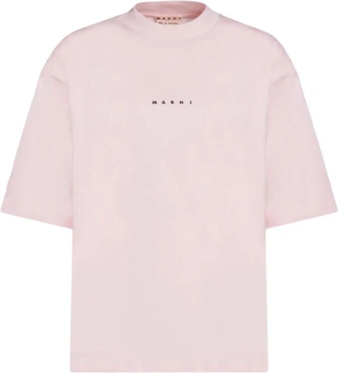 Marni Roze T-shirt met Ronde Hals en Ribbels Roze Dames