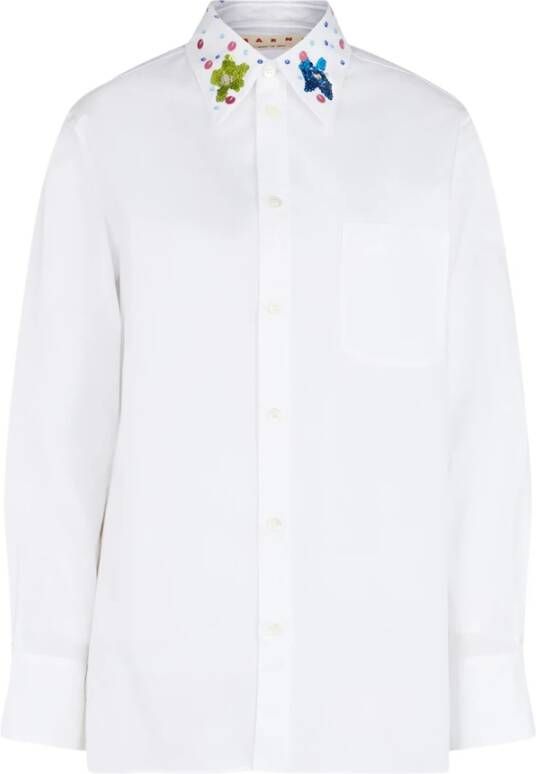 Marni Stijlvolle katoenen overhemd met uniek polyester en glas detail White Dames