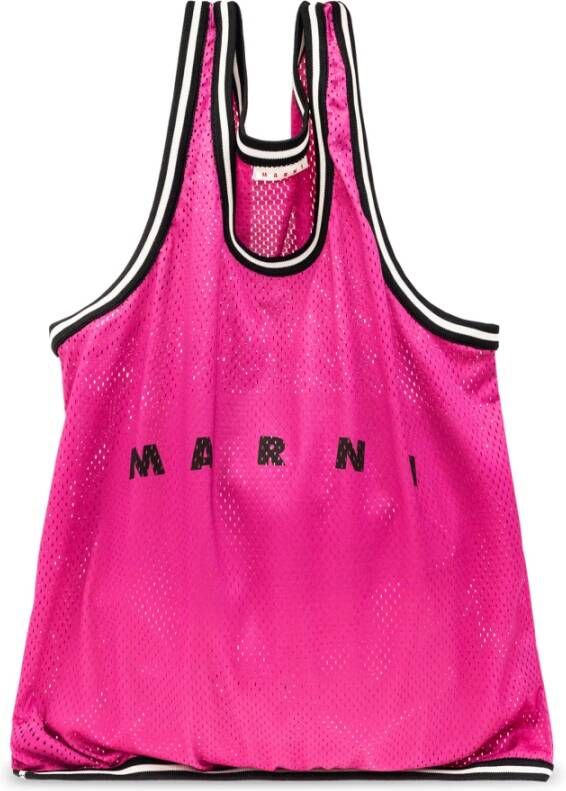 Marni Shopper tas met logo Roze Heren