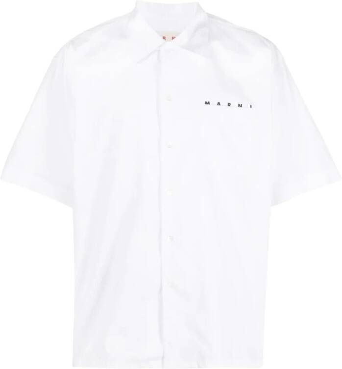 Marni poplin bowling shirt met verborgen logo White Heren