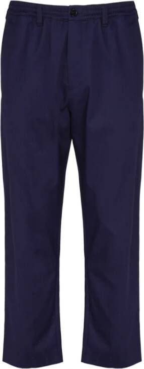 Marni Blauwe cropped broek met plissé details Blauw Heren