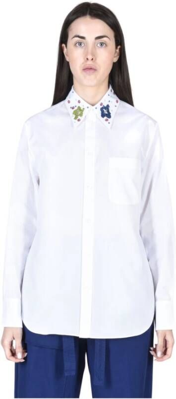 Marni Stijlvolle katoenen overhemd met uniek polyester en glas detail Wit Dames