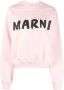 Marni Roze Katoenen Trui met Verlaagde Schouders en Logo Print Roze Dames - Thumbnail 1