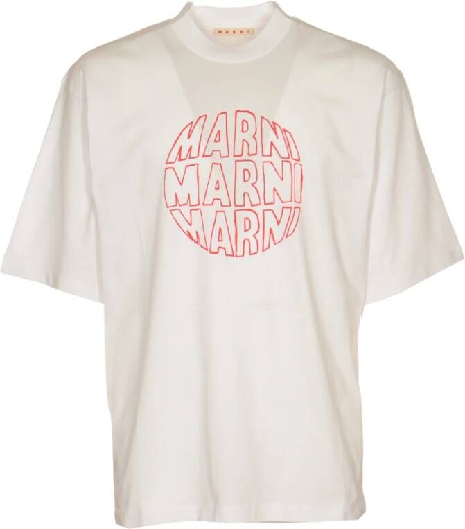 Marni Biologisch katoenen T-shirt met cirkelvormig logo White Heren