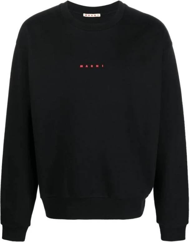 Marni Zwarte Logo Crewneck Sweater Zwart Heren
