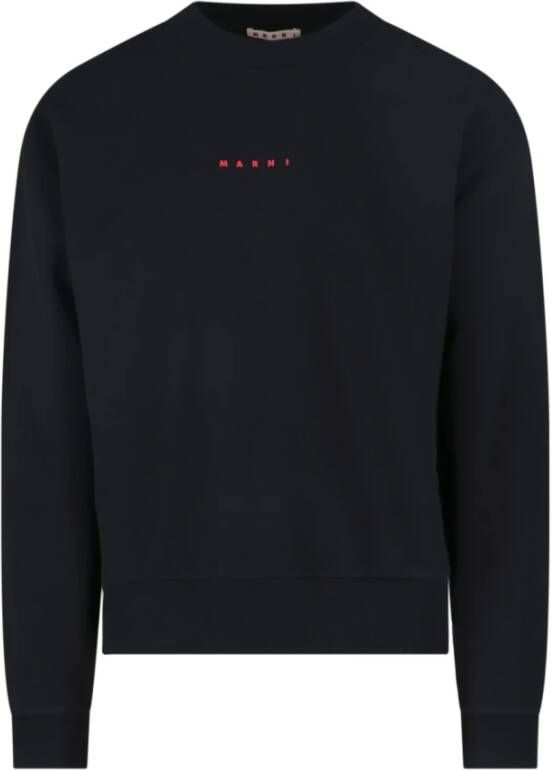 Marni Zwarte Logo Crewneck Sweater Zwart Heren