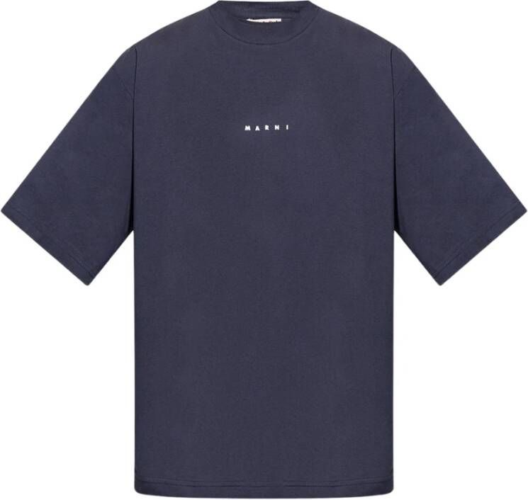 Marni Comfortabel Katoenen Gebreid T-Shirt voor Heren Blauw Heren