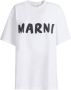 Marni Witte Organisch Katoenen T-shirt met Logo Print White Dames - Thumbnail 5