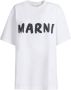 Marni Witte Organisch Katoenen T-shirt met Logo Print White Dames - Thumbnail 3