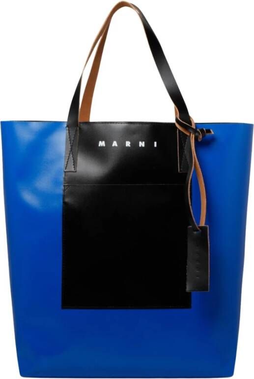 Marni Tote tas met logo print Blauw Heren
