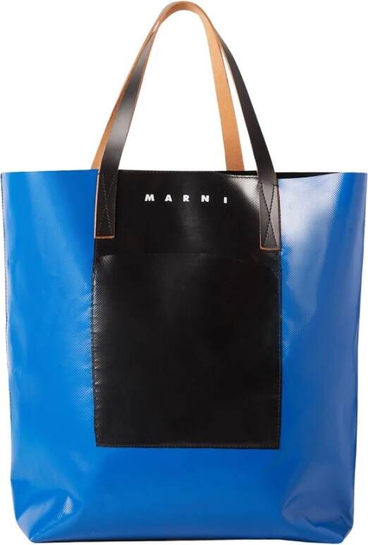 Marni Tote tas met logo print Blauw Heren
