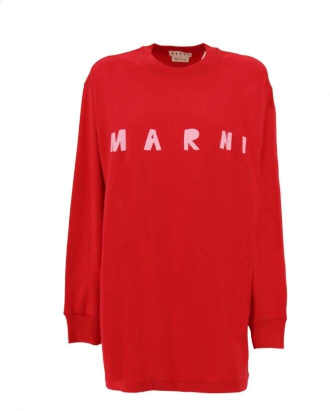 Marni Trainingsshirt Rood Langemouw met Logo Print Rood Dames