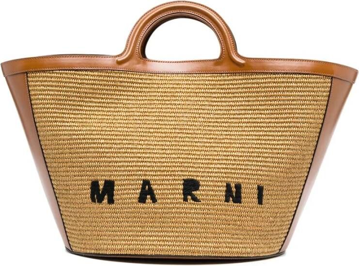 Marni Tropicalia Grote Tote Tas Bruin Dames