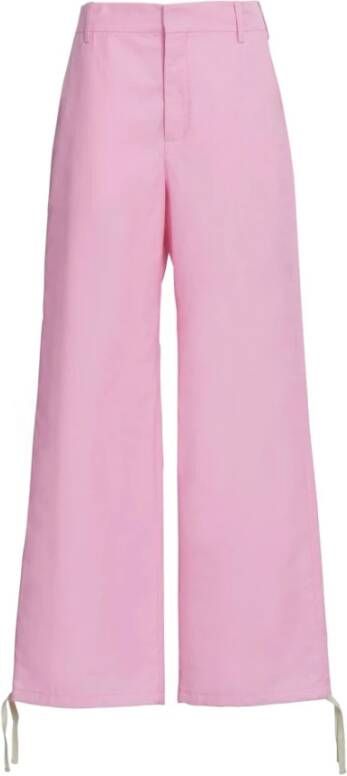 Marni Wijde broek met geborduurd logo Roze Dames
