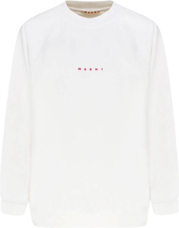 Marni Wit Logo Print Sweatshirt White Dames