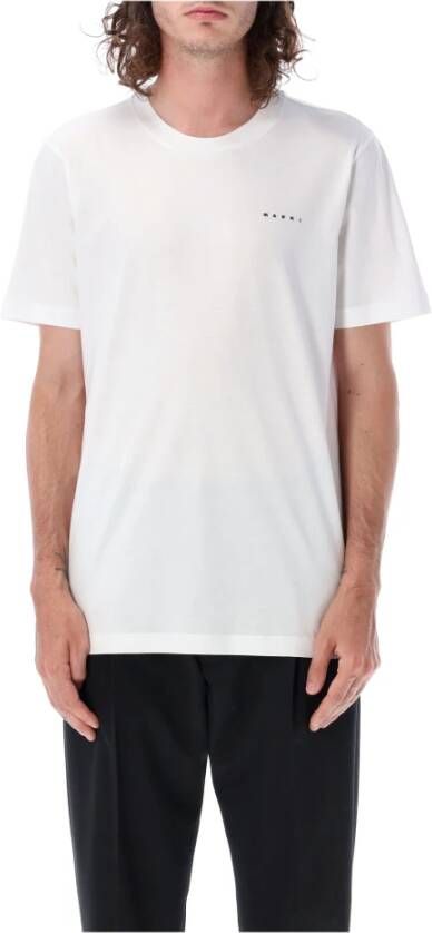 Marni Wit Mini Logo T-Shirt Herenmode White Heren