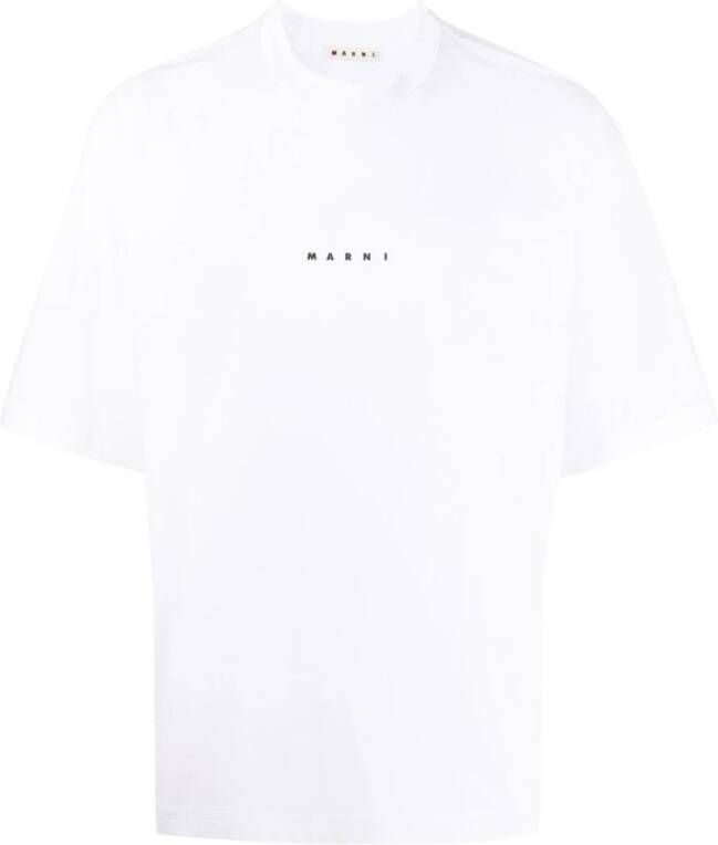 Marni Witte Logo Print T-shirts en Polos Wit Heren