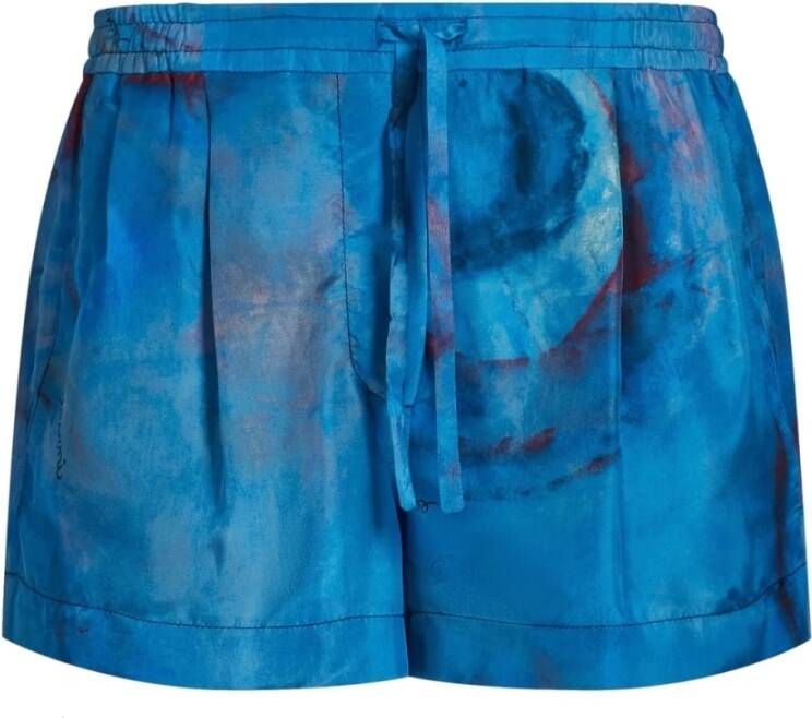 Marni Zijden Handgeschilderde Casual Shorts Blauw Dames