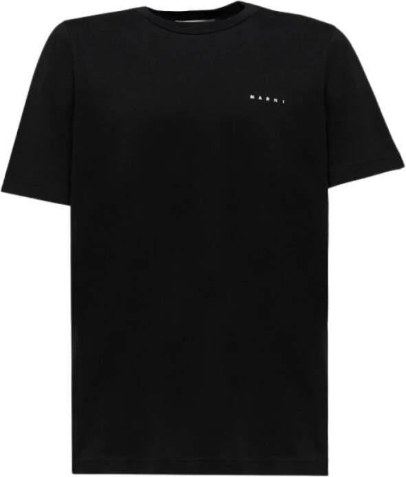 Marni Zwarte Katoenen Crew Neck T-Shirt Zwart Heren