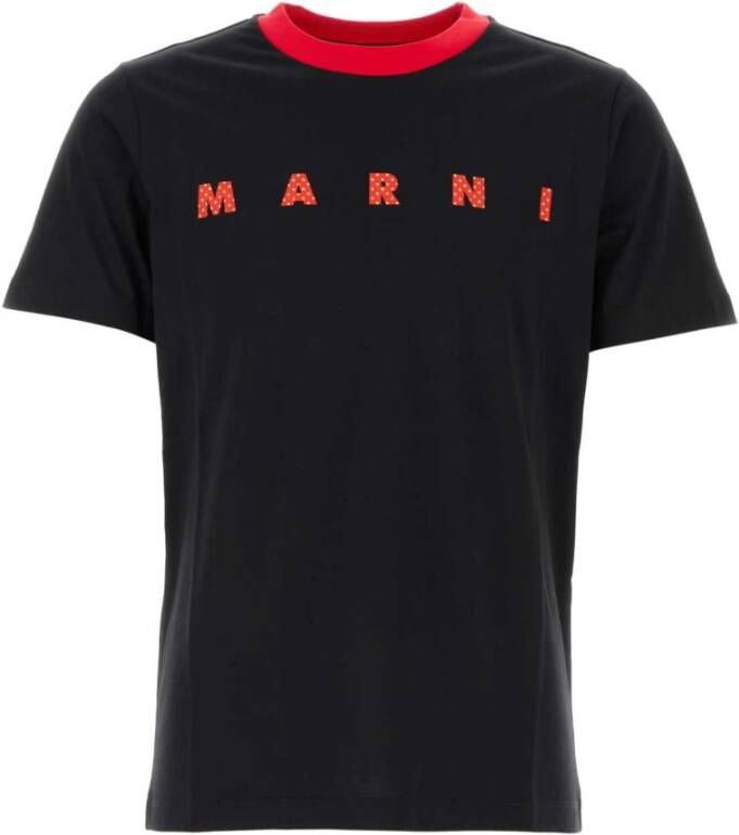 Marni Zwarte katoenen T-shirt Zwart Heren