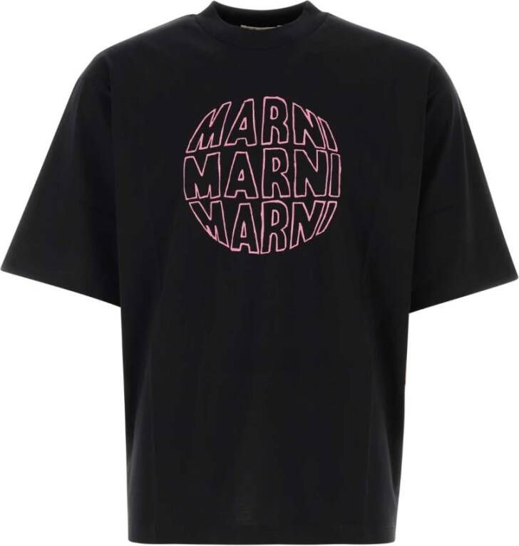 Marni Zwarte katoenen T-shirt Zwart Heren