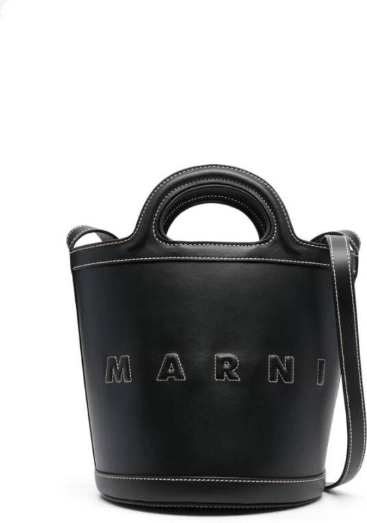 Marni Zwarte Tropicalia Mini Bucket Tas Zwart Dames