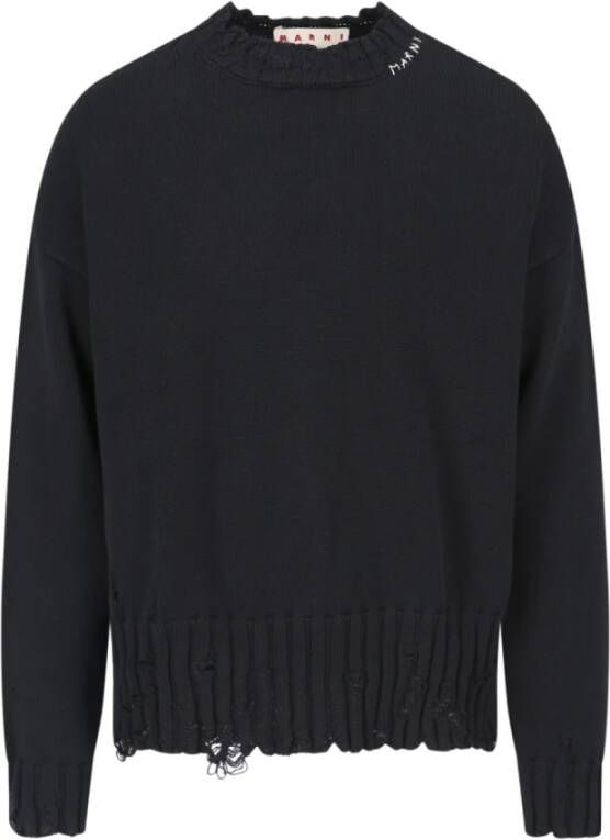Marni Comfortabele en stijlvolle crew neck sweater Black Heren