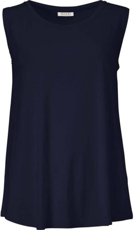 Masai Navy Mouwloze A-Lijn Jersey Top Blue Dames