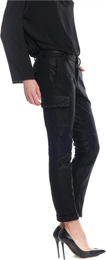 Mason's Chili City Woman Cargo Pants met studs in Lurex Jersey Curvy Black Dames - Foto 4
